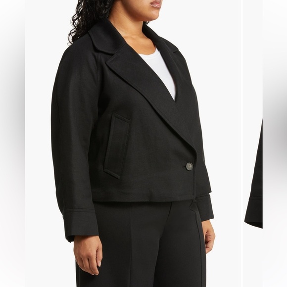 Vince Lightweight Cotton & Linen Blazer‎ black jacket coat women’s 2X NWT - Picture 3 of 4